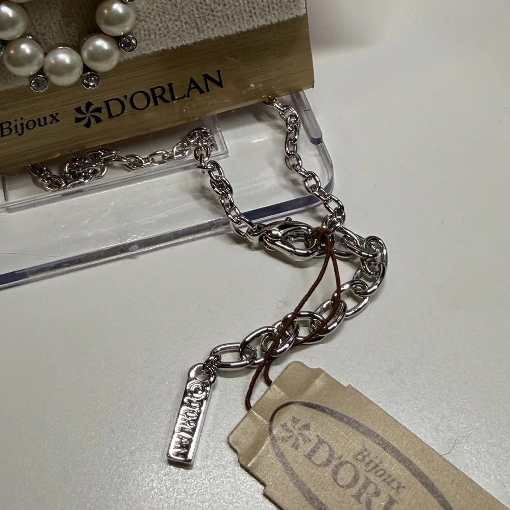 D'Orlan Silver Pearl Heart Necklace - Picture 4 of 4